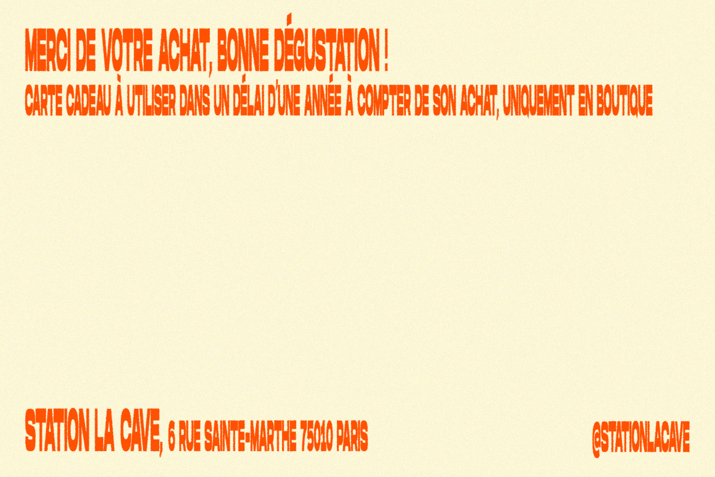 LA CARTE-CADEAU 'STATION LA CAVE' !